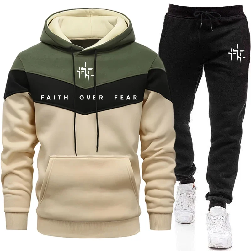 Men'S Fashion Tips - Faith Over Fear Setelan Olahraga Pria,