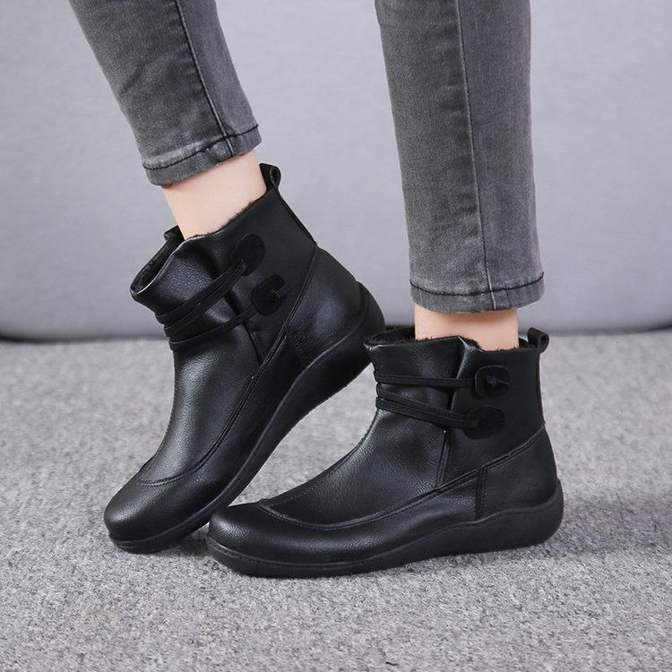 Men'S Fashion Plus - Sepatu Boots Wanita Vintage Ujung Bulat