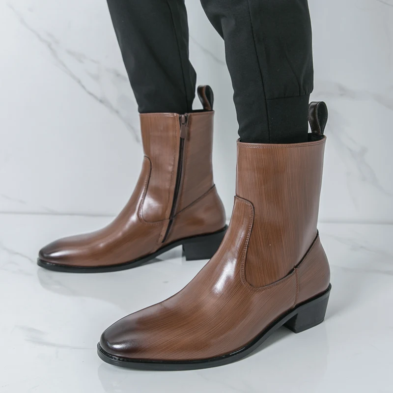 Fashion Men'S Boots - Sepatu Boots Chelsea Kulit Kasual Pria