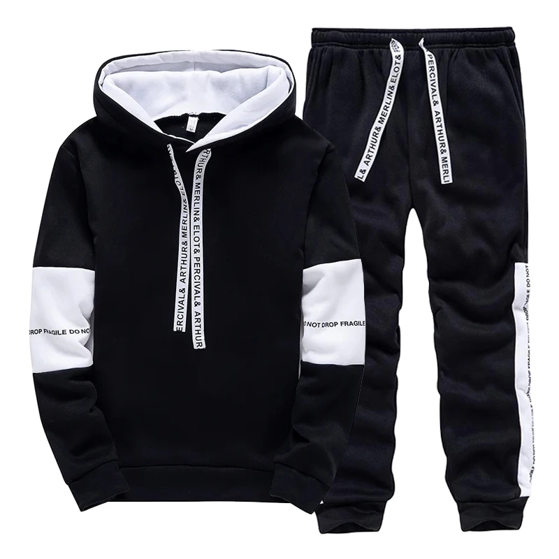 Men'S Fashion Clothing - Setelan Olahraga Pria Hitam Putih, Hoodie