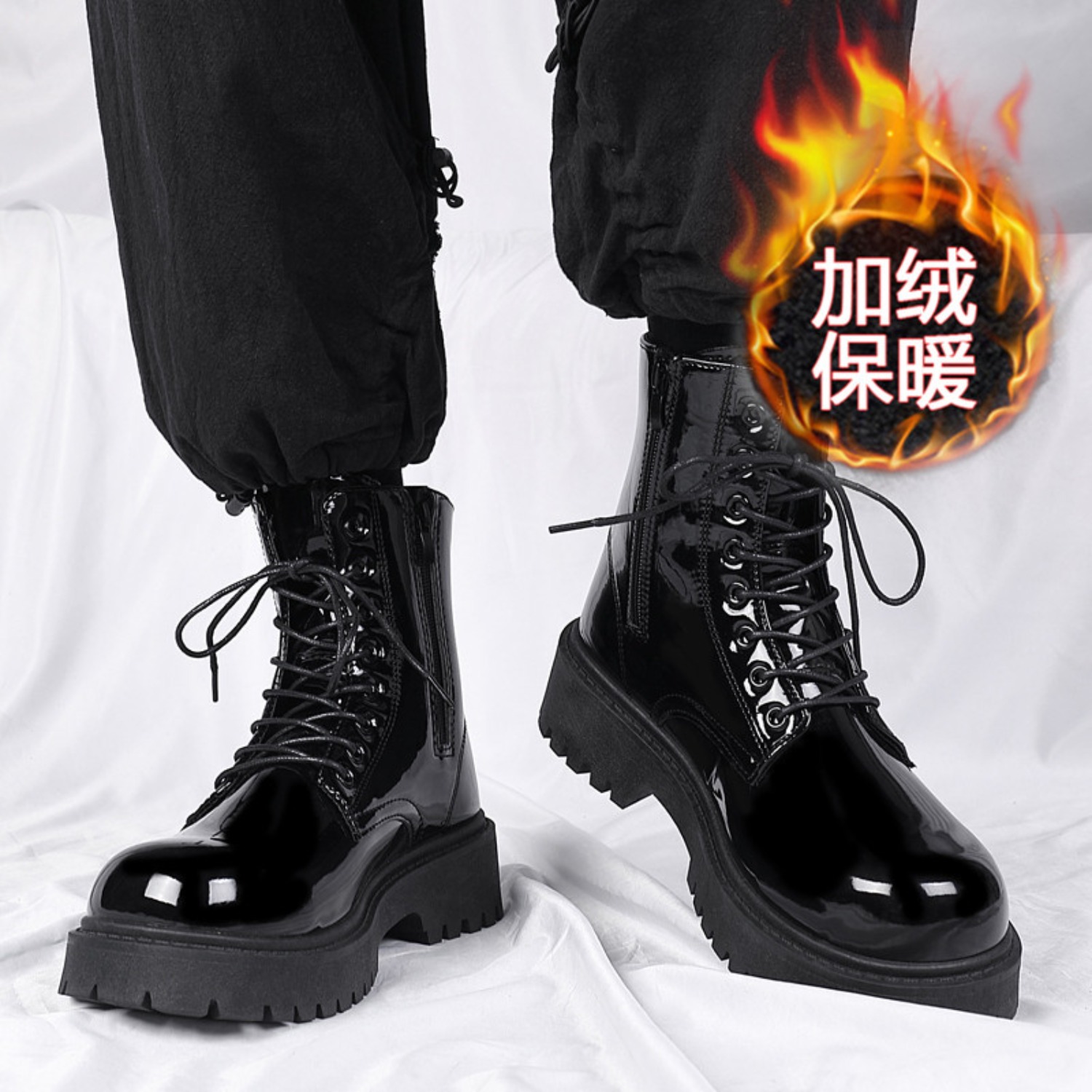 Men'S Fashion Plus - Sepatu bot pria berbulu hangat, berpotongan