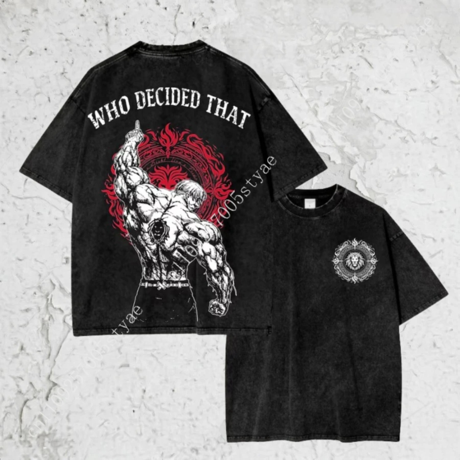 Graphic Tee Oversized - Kaos Vintage Washed, Kaos Escanor Seven