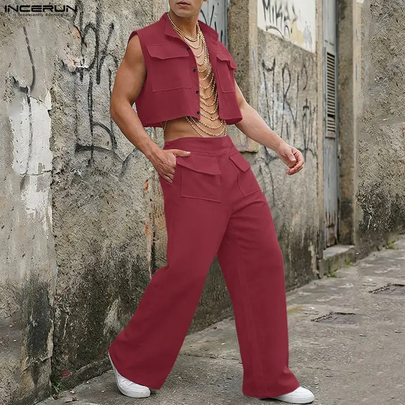 Men'S Fashion Tips - INCERUN Set Pria Atasan Crop Tanpa