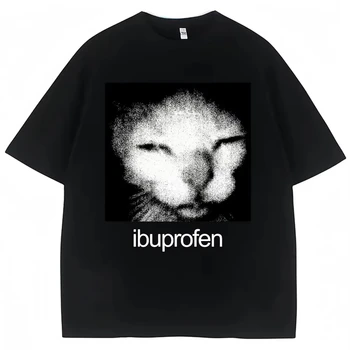 Graphic Tee Oversized - Kaos Grafis Meme Kucing Ibuprofen Lucu