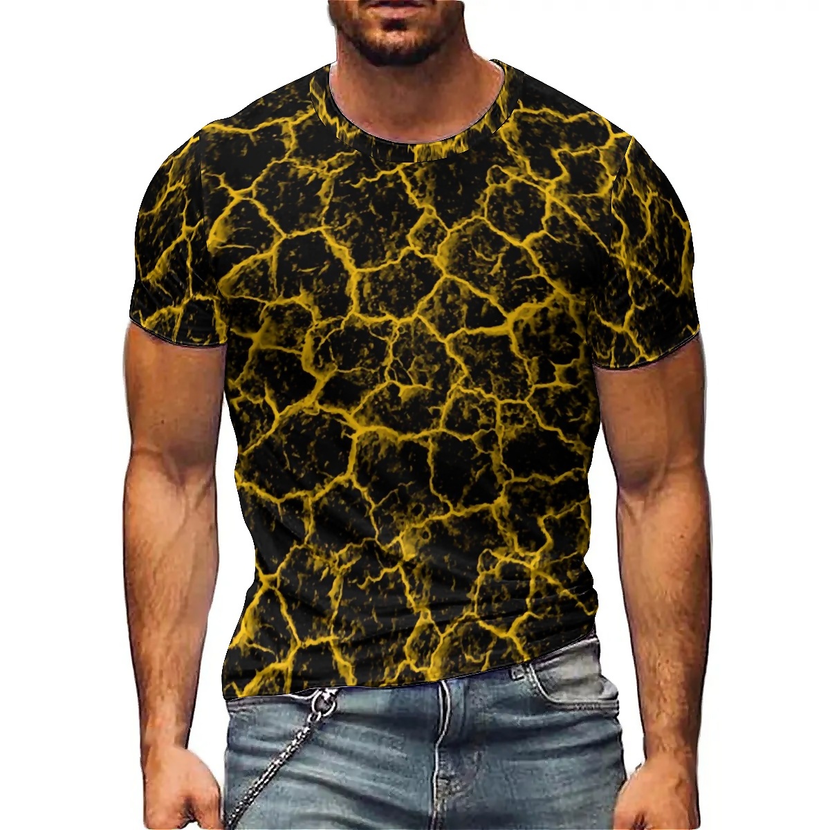 Mens Fashion Dress Shirts - Kaos Pria Lengan Pendek 3D Print