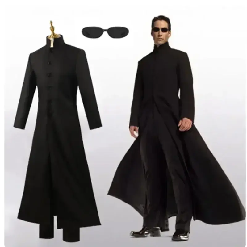Trench Coat Men - Kostum Cosplay Men Matrix Neo Set