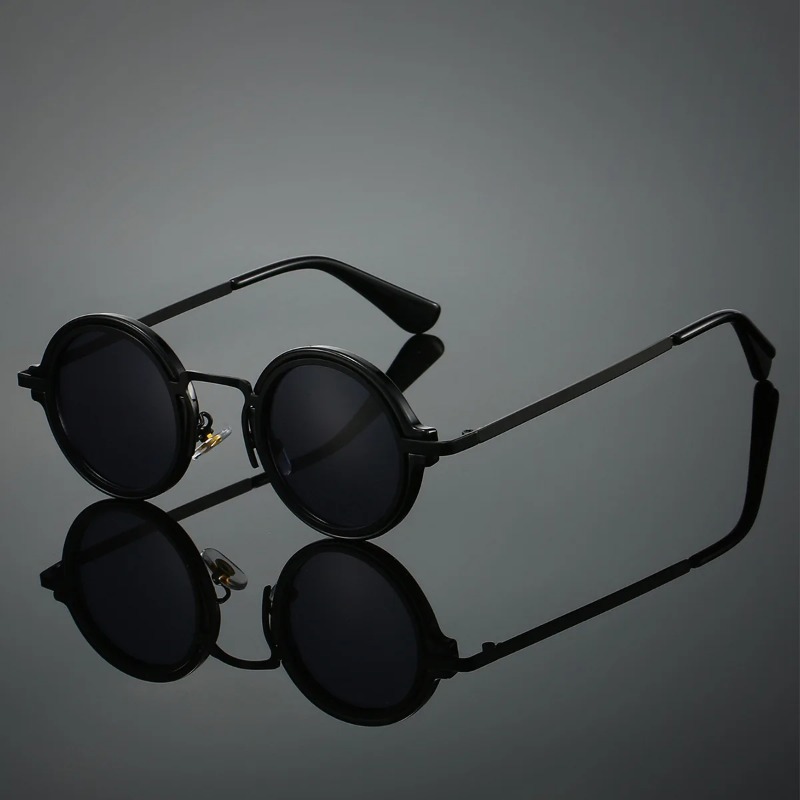 Men'S Fashion Accessories - Kacamata Hitam Bingkai Bulat Logam Retro