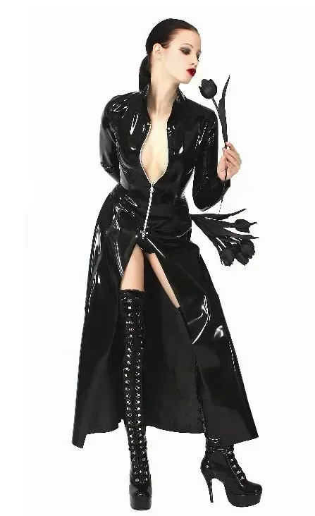 Jas Kulit PVC Hitam Mengkilap  - Trench Coat Men ulasan dan harga