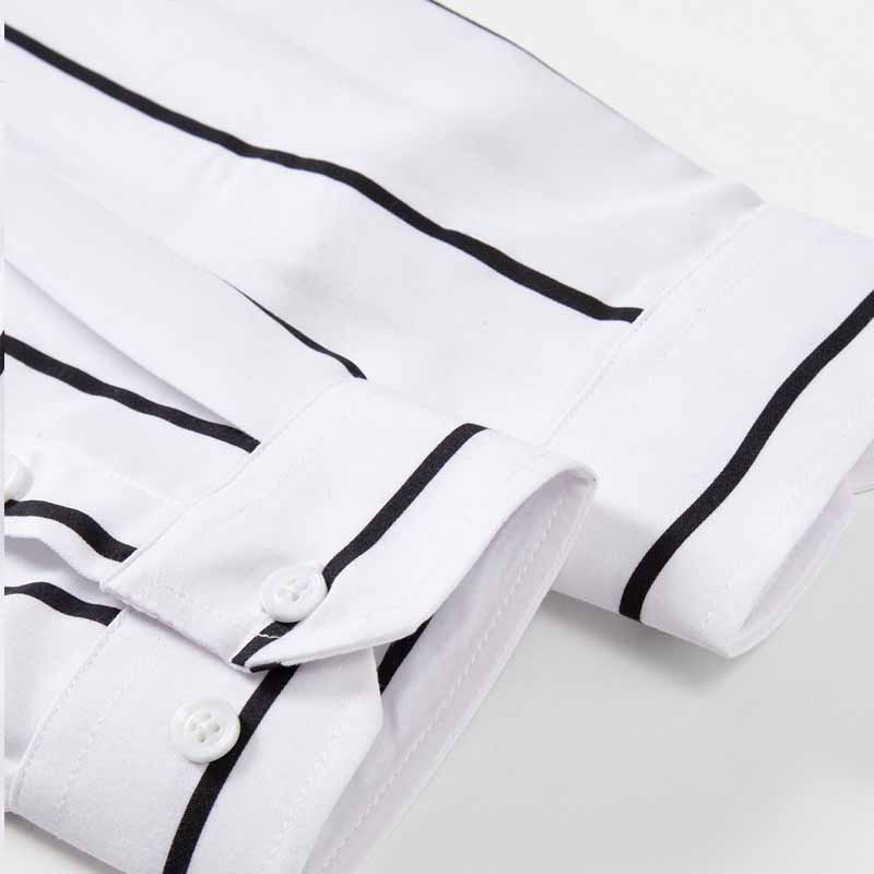 Kemeja Pria Bergaris Lengan Pa - Mens Fashion Dress Shirts ulasan dan harga