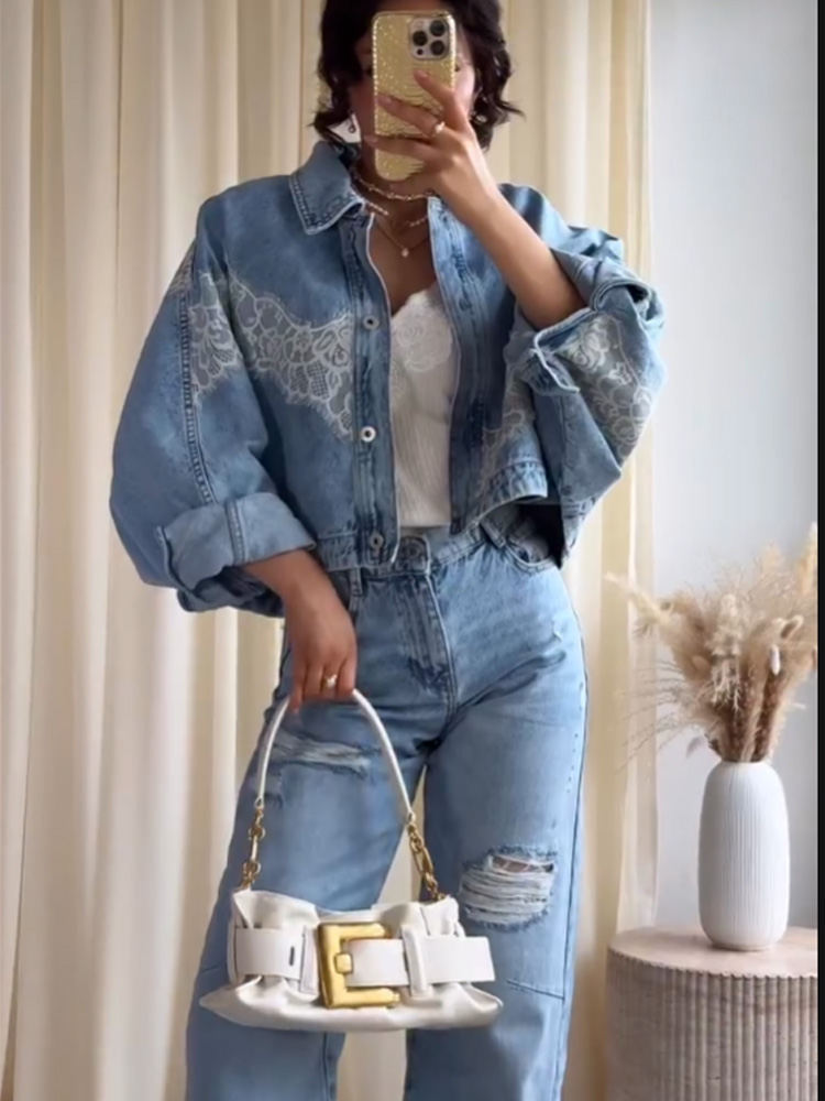 HH Spring Wanita Chic Jaket De - Denim Jacket Vintage ulasan dan harga