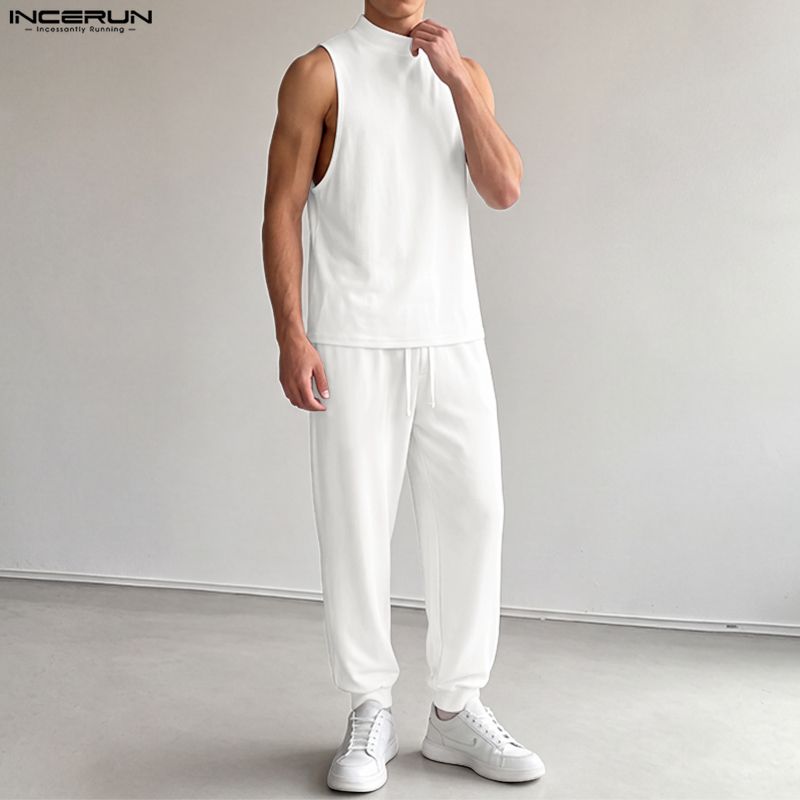 INCERUN Set Pria Warna Solid,  - Track Suit Men ulasan dan harga